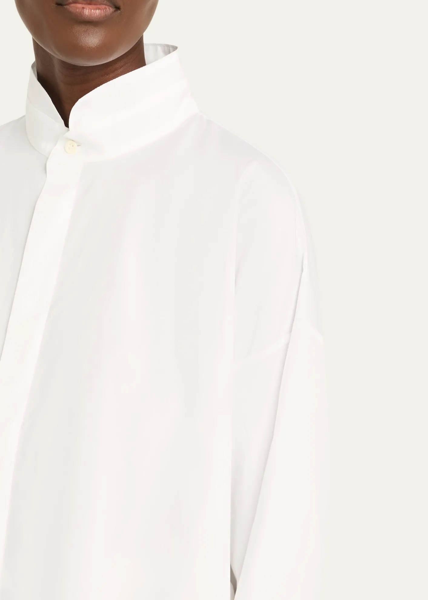 EskandarSlim A-Line Double Stand Collar Shirt with Stepped Insert (Long Length)