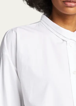 EskandarSlim A-Line Two Collar Shirt With Step Insert (Long Length)