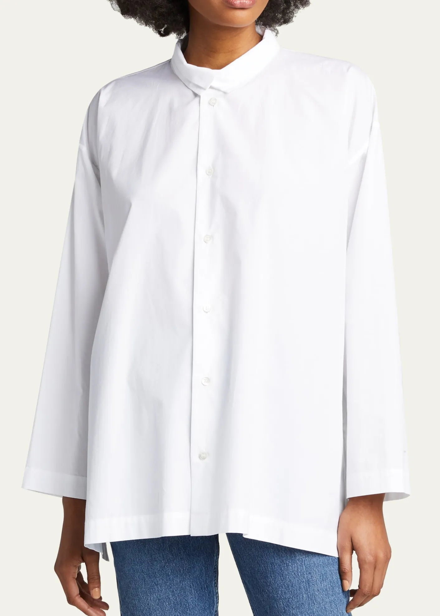 EskandarSlim A-Line Two Collar Shirt With Step Insert (Long Length)