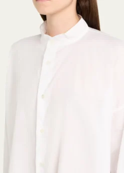 EskandarWide A-Line Collarless Classic Shirt (Long Plus)