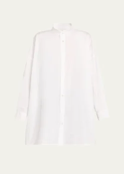 EskandarWide A-Line Collarless Classic Shirt (Long Plus)