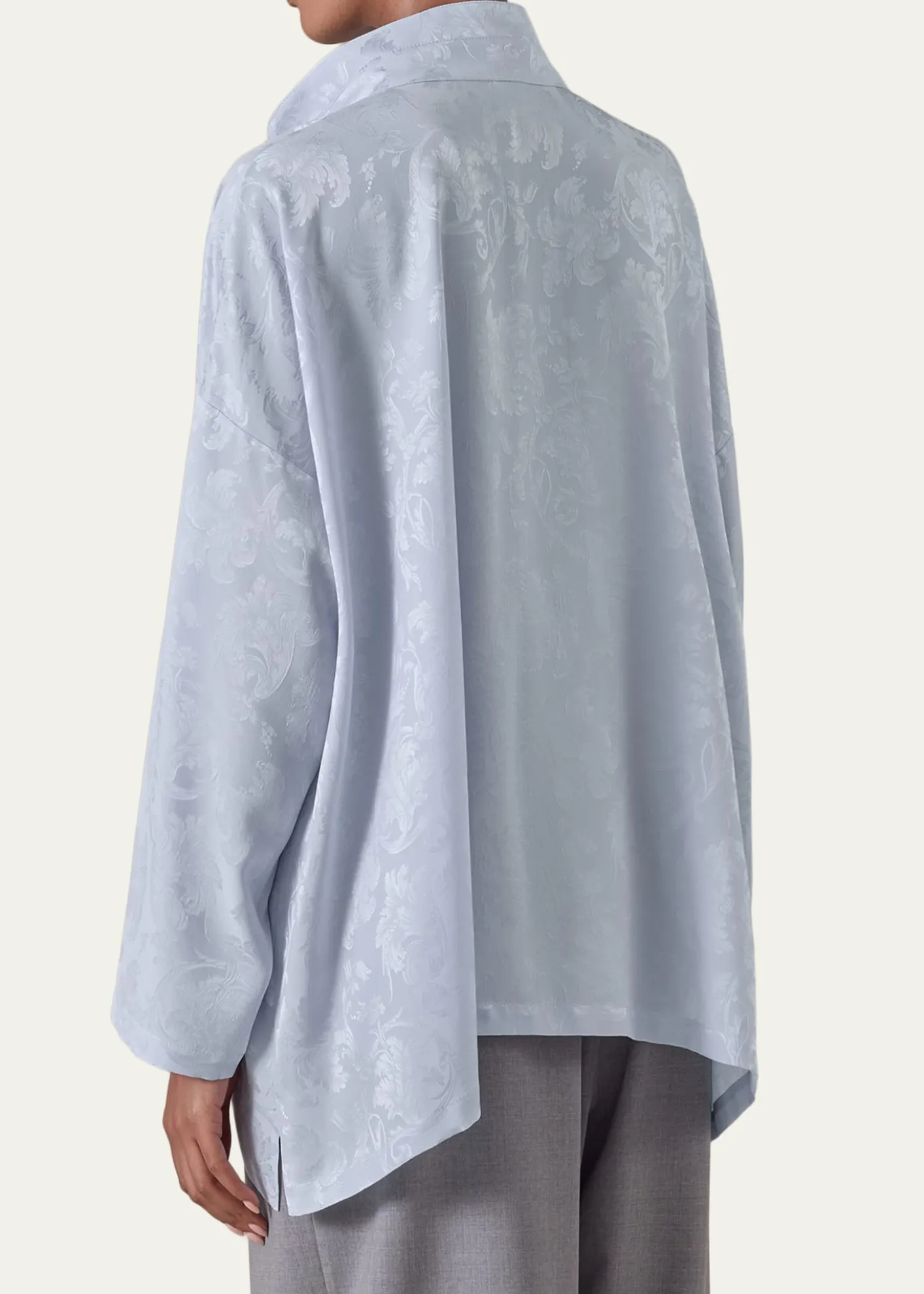 EskandarWide A-Line Double Stand Collar Shirt - Mid Plus Length