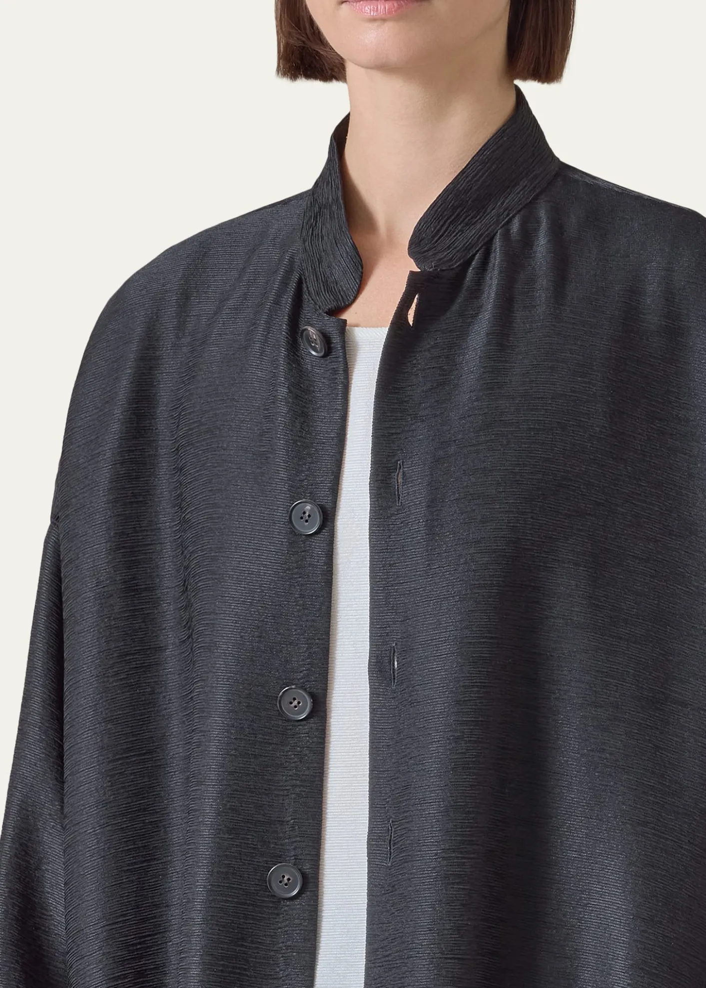 EskandarWide A-Line Mandarin Jacket - Long Length