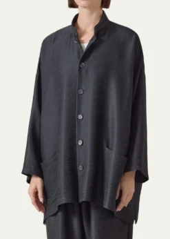 EskandarWide A-Line Mandarin Jacket - Long Length