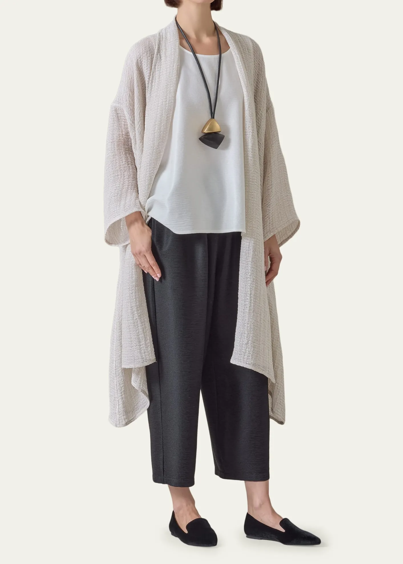 EskandarWide A-Line Scrunch Shawl Collar Jacket - Very Long