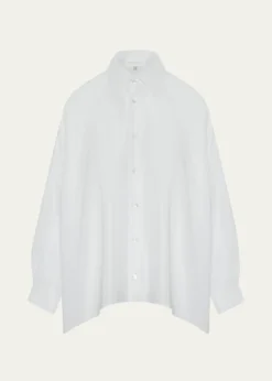 EskandarWide A-Line Shirt With Collar - Very Long Length