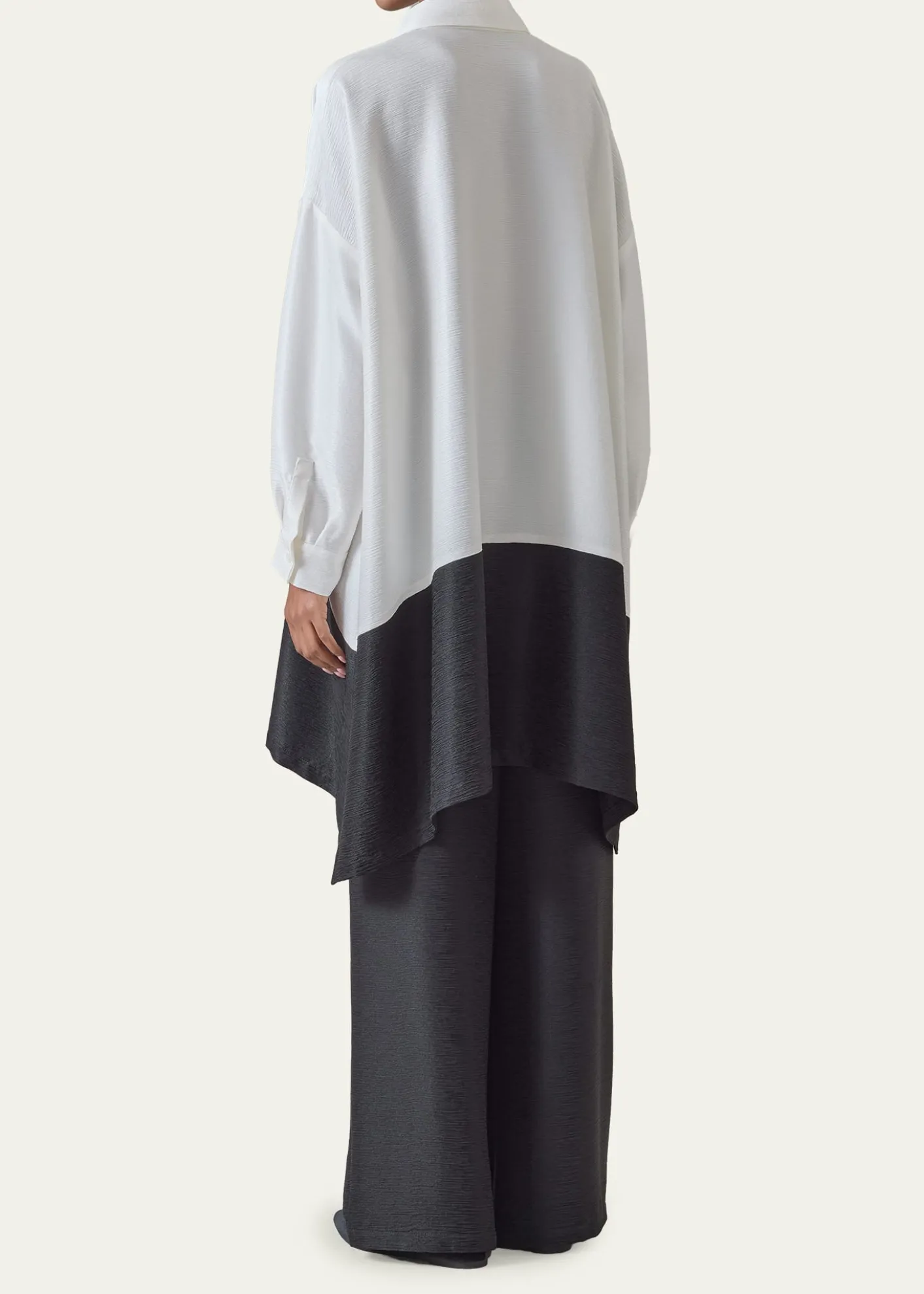 EskandarWide A-Line Shirt With Collar - Very Long Length