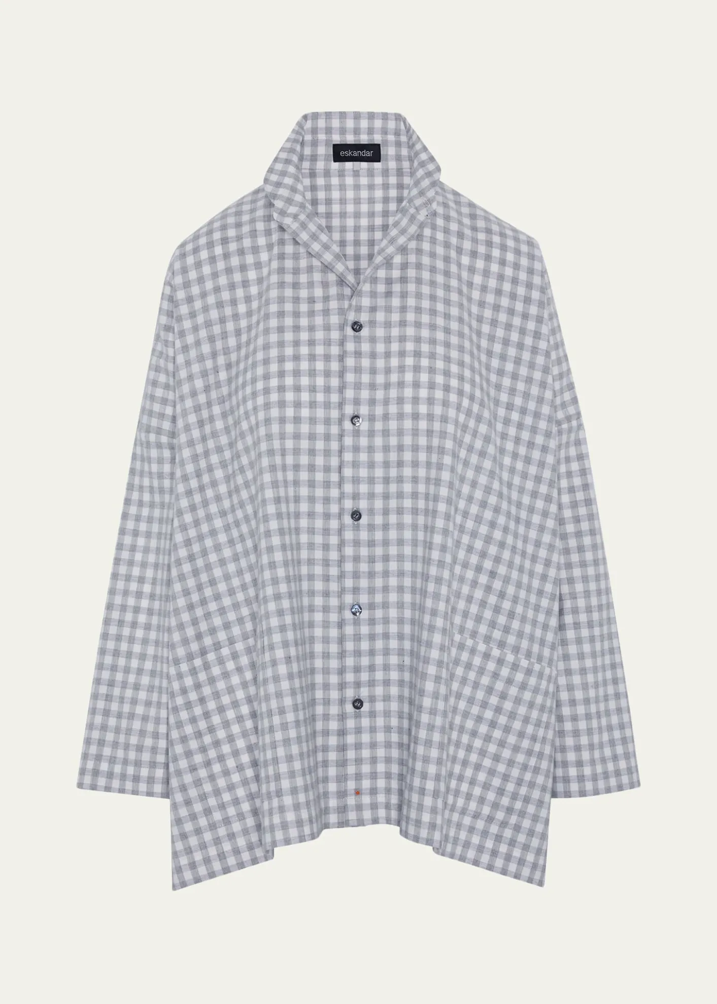 EskandarWide Brushed Gingham Cotton Shirt