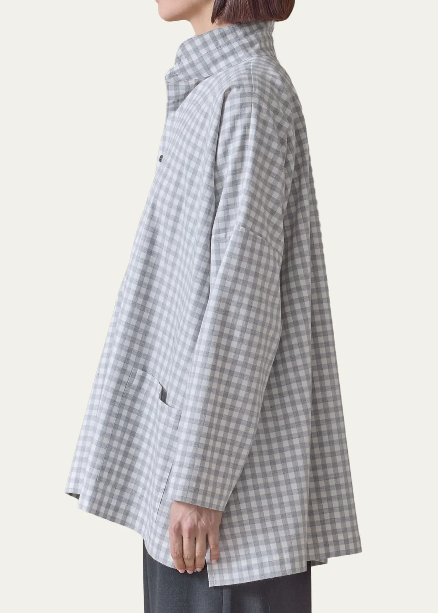 EskandarWide Brushed Gingham Cotton Shirt