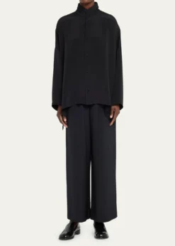 EskandarWide Longer Back Double Stand Collar Shirt (Mid Plus)