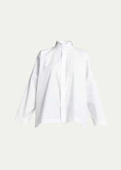 EskandarWide Longer-Back Double Stand Collar Shirt (Mid Plus Length)