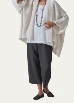 EskandarWide Short Sleeve Scrunch Shawl Collar Jacket - Mid Plus Length