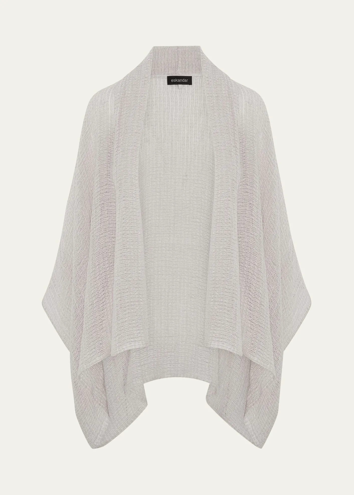 EskandarWide Short Sleeve Scrunch Shawl Collar Jacket - Mid Plus Length