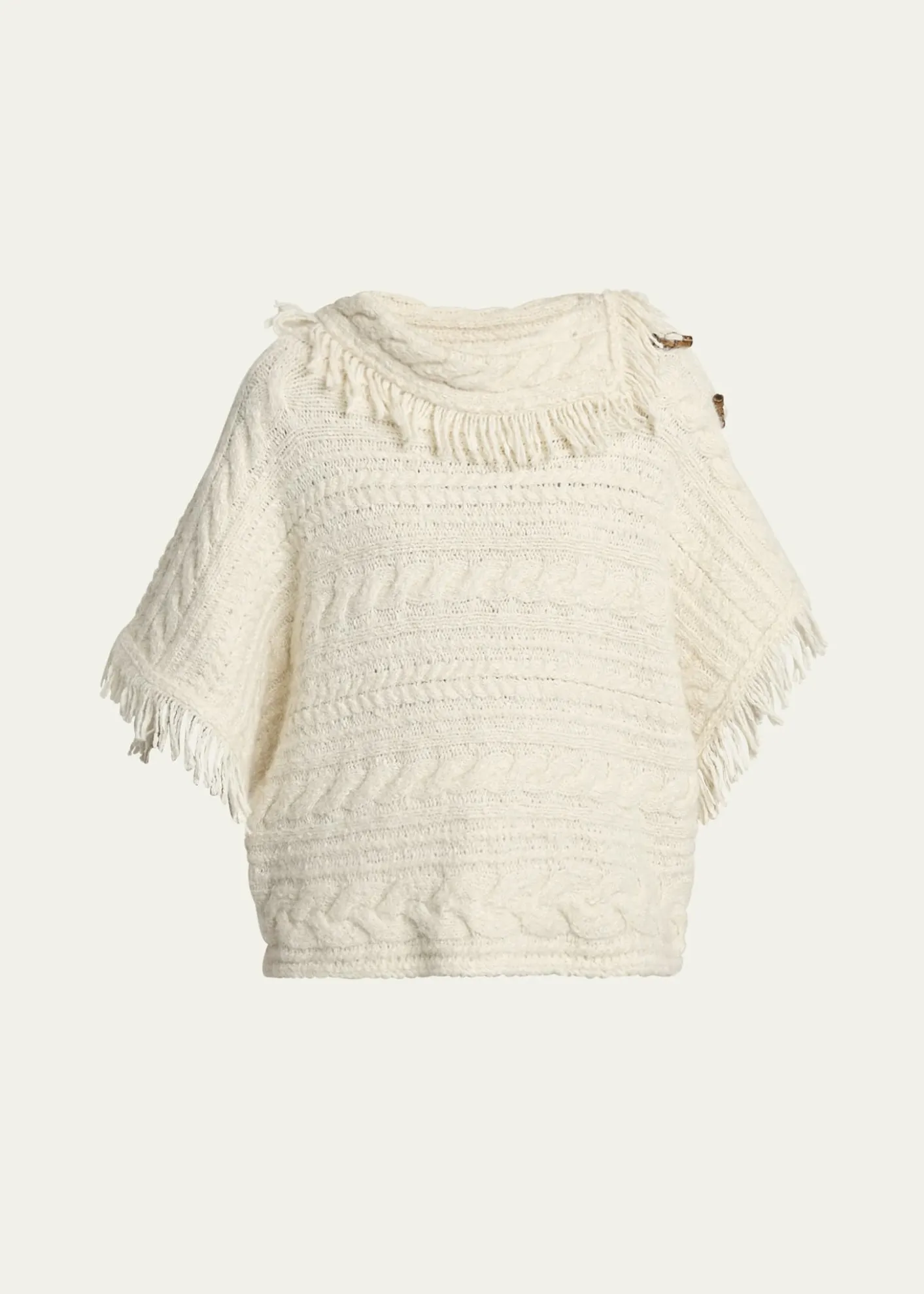 Etoile Isabel MarantBlanche Fringe Cable-Knit Sweater