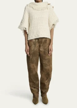 Etoile Isabel MarantBlanche Fringe Cable-Knit Sweater