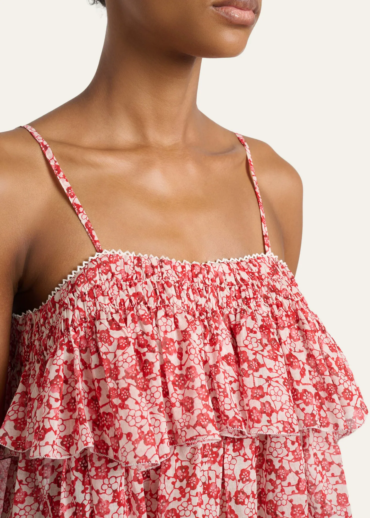 Etoile Isabel MarantErisa Floral-Print Tiered Ruffle Crop Top