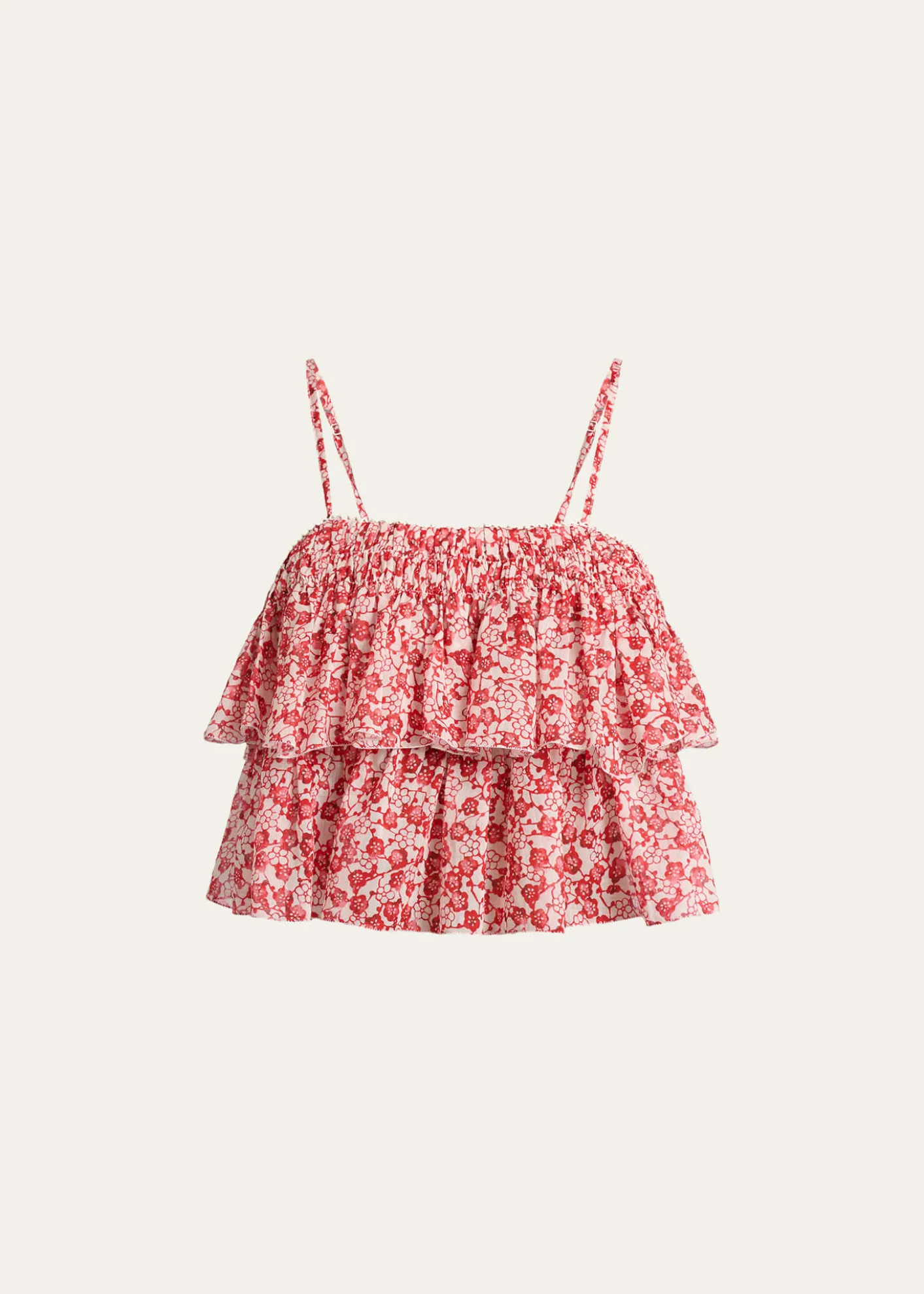 Etoile Isabel MarantErisa Floral-Print Tiered Ruffle Crop Top