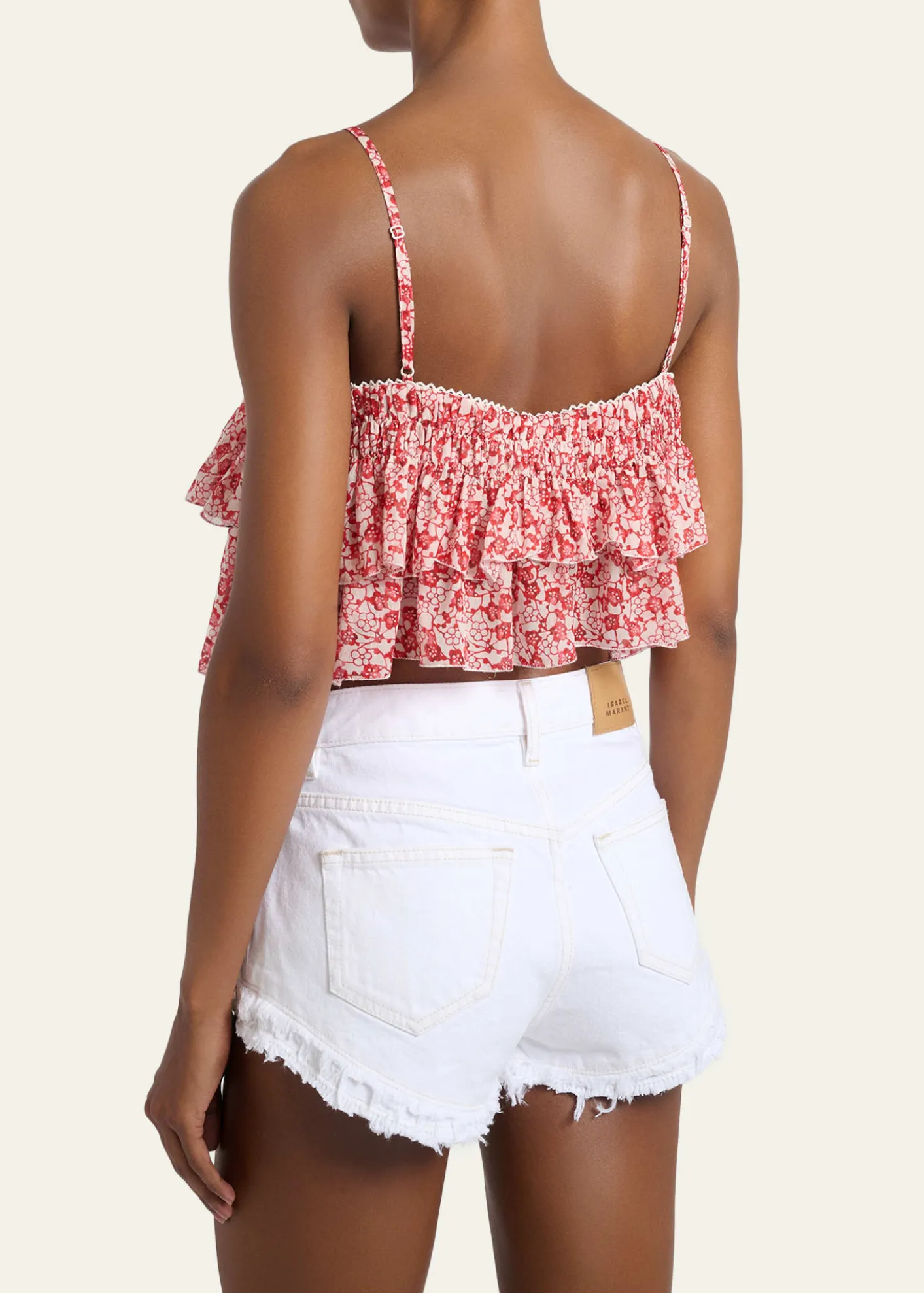 Etoile Isabel MarantErisa Floral-Print Tiered Ruffle Crop Top