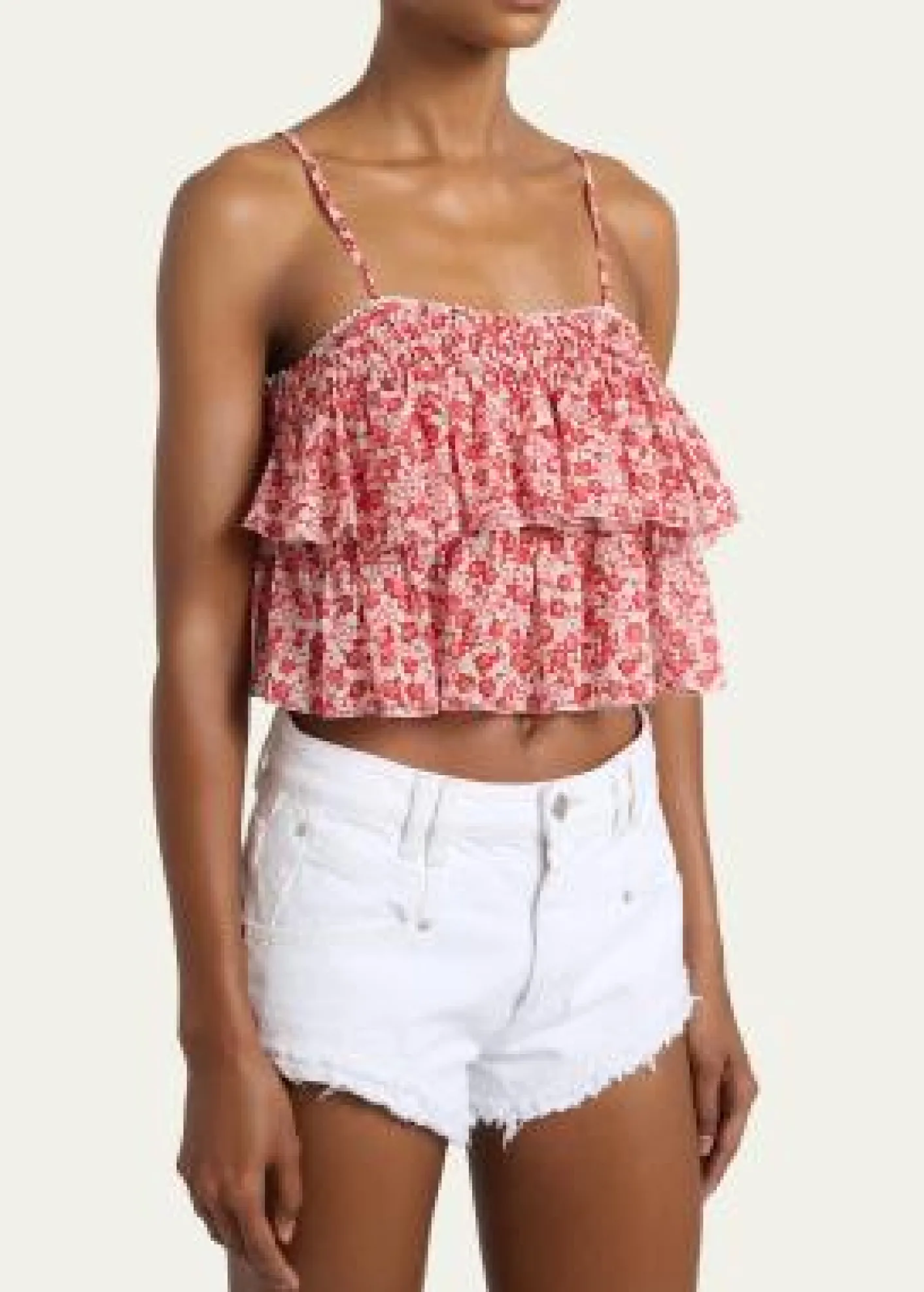 Etoile Isabel MarantErisa Floral-Print Tiered Ruffle Crop Top