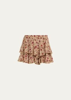 Etoile Isabel MarantJocadia Floral Ruffled Cotton Miniskirt
