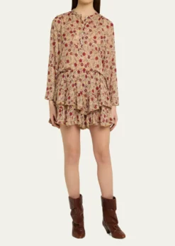 Etoile Isabel MarantJocadia Floral Ruffled Cotton Miniskirt