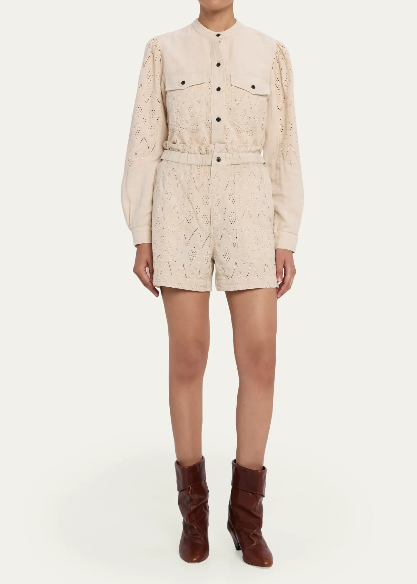 Etoile Isabel MarantKisha Eyelet-Embroidered Twill Shorts