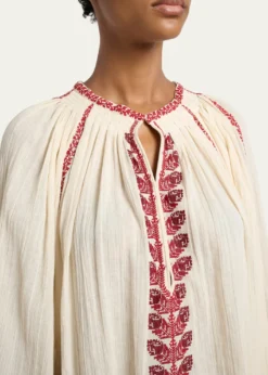 Etoile Isabel MarantLena Embroidered Cotton Gauze Blouse