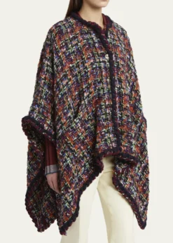 EtroMulticolor Tweed Wool-Mohair Blend Cape