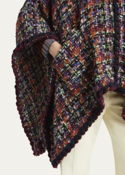 EtroMulticolor Tweed Wool-Mohair Blend Cape