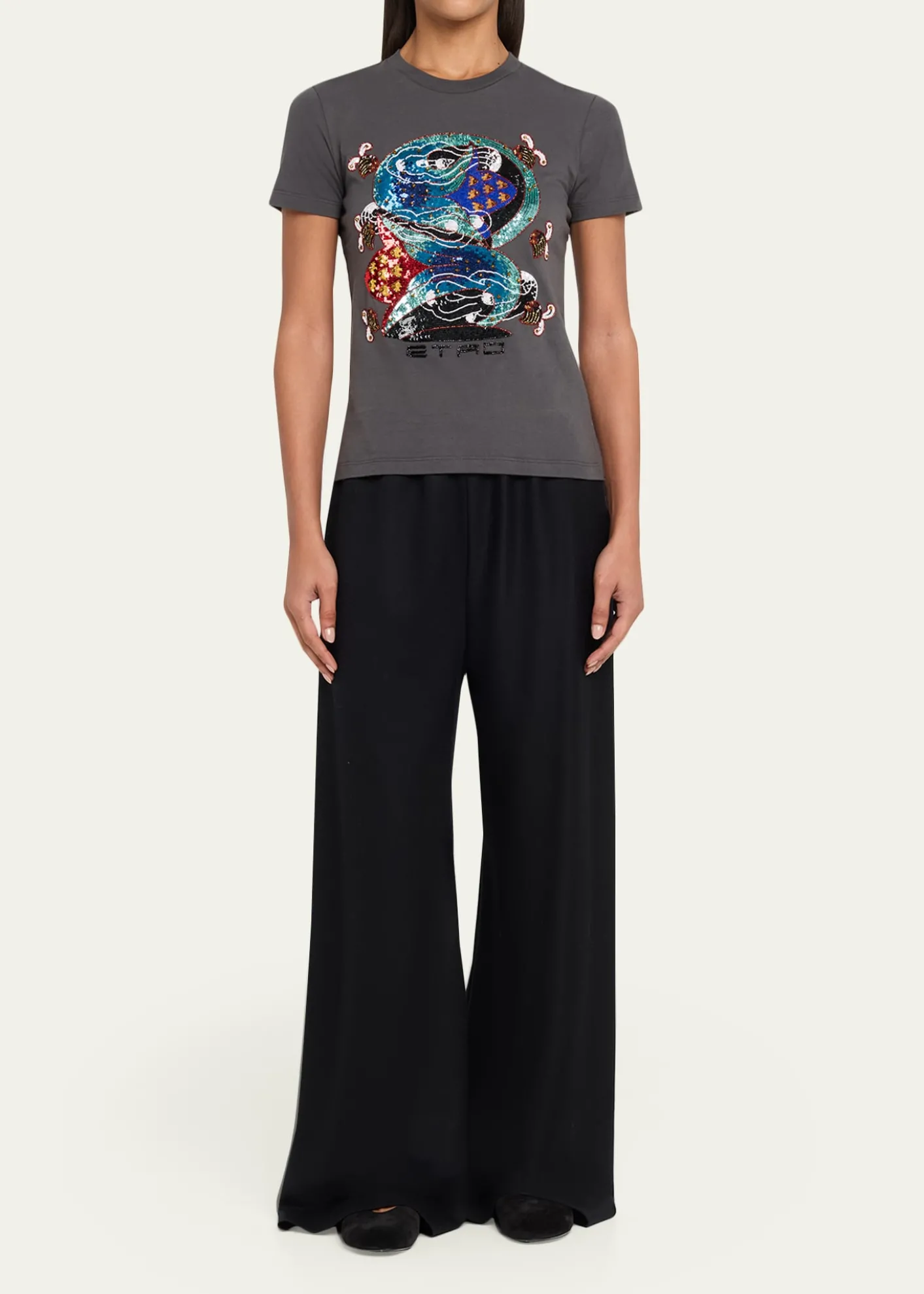 EtroShort-Sleeve Embroidered Graphic T-Shirt