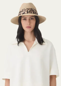 Eugenia KimCourtney Animal-Print Sash Woven Packable Fedora