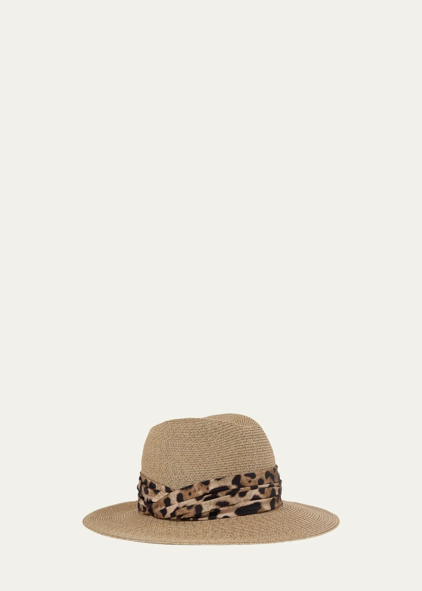 Eugenia KimCourtney Animal-Print Sash Woven Packable Fedora