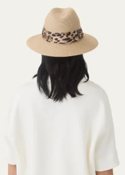 Eugenia KimCourtney Animal-Print Sash Woven Packable Fedora