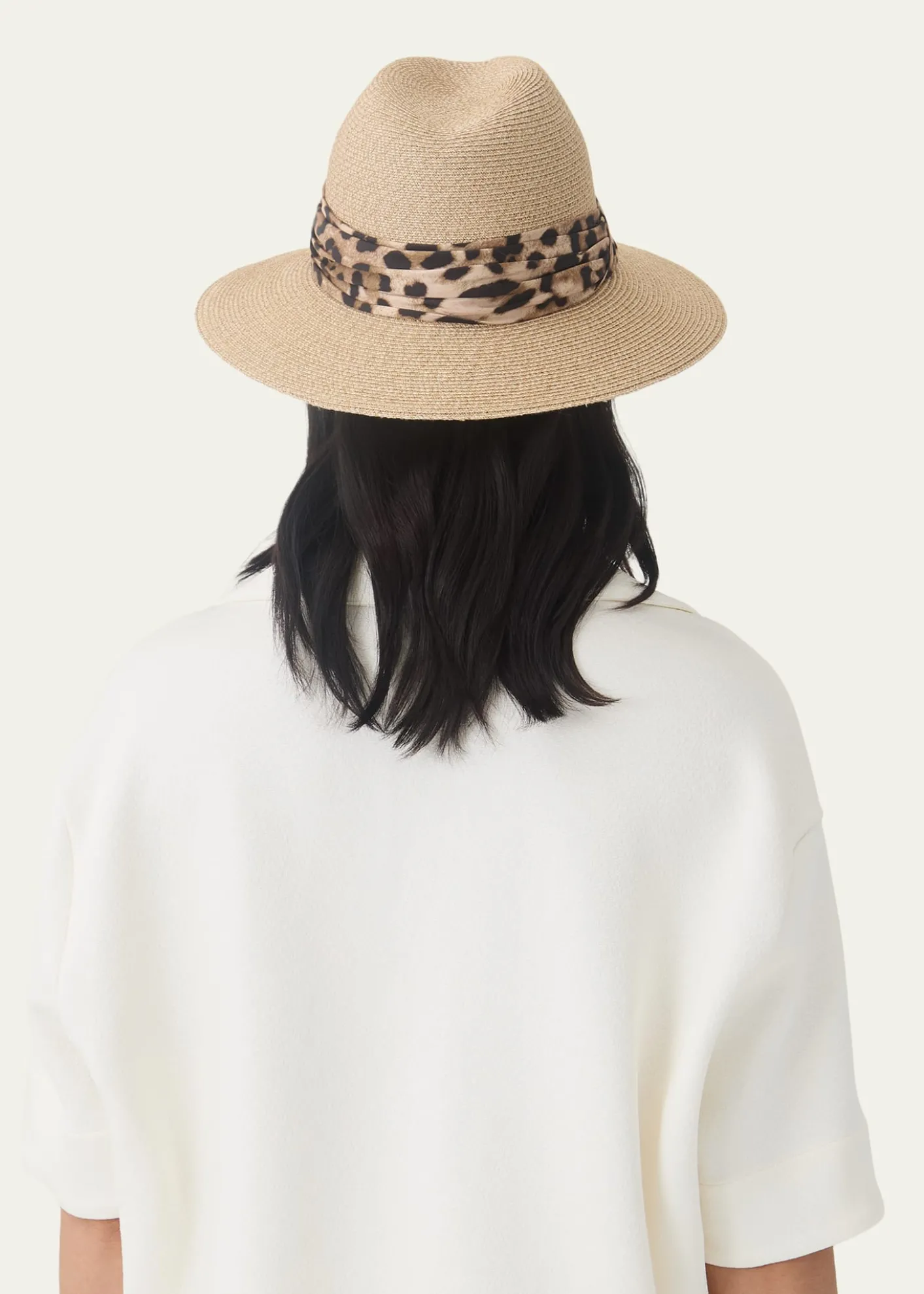 Eugenia KimCourtney Animal-Print Sash Woven Packable Fedora