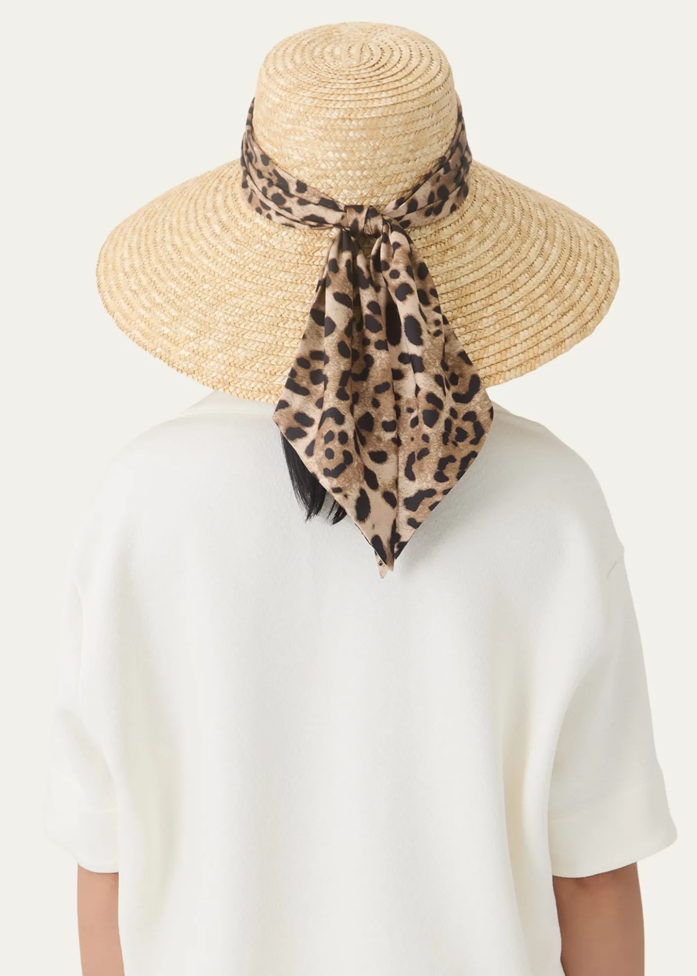 Eugenia KimMirabel Animal-Print Bow Straw Hat