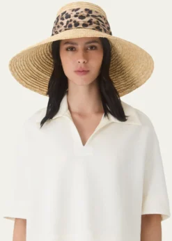 Eugenia KimMirabel Animal-Print Bow Straw Hat