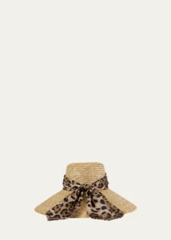 Eugenia KimMirabel Animal-Print Bow Straw Hat