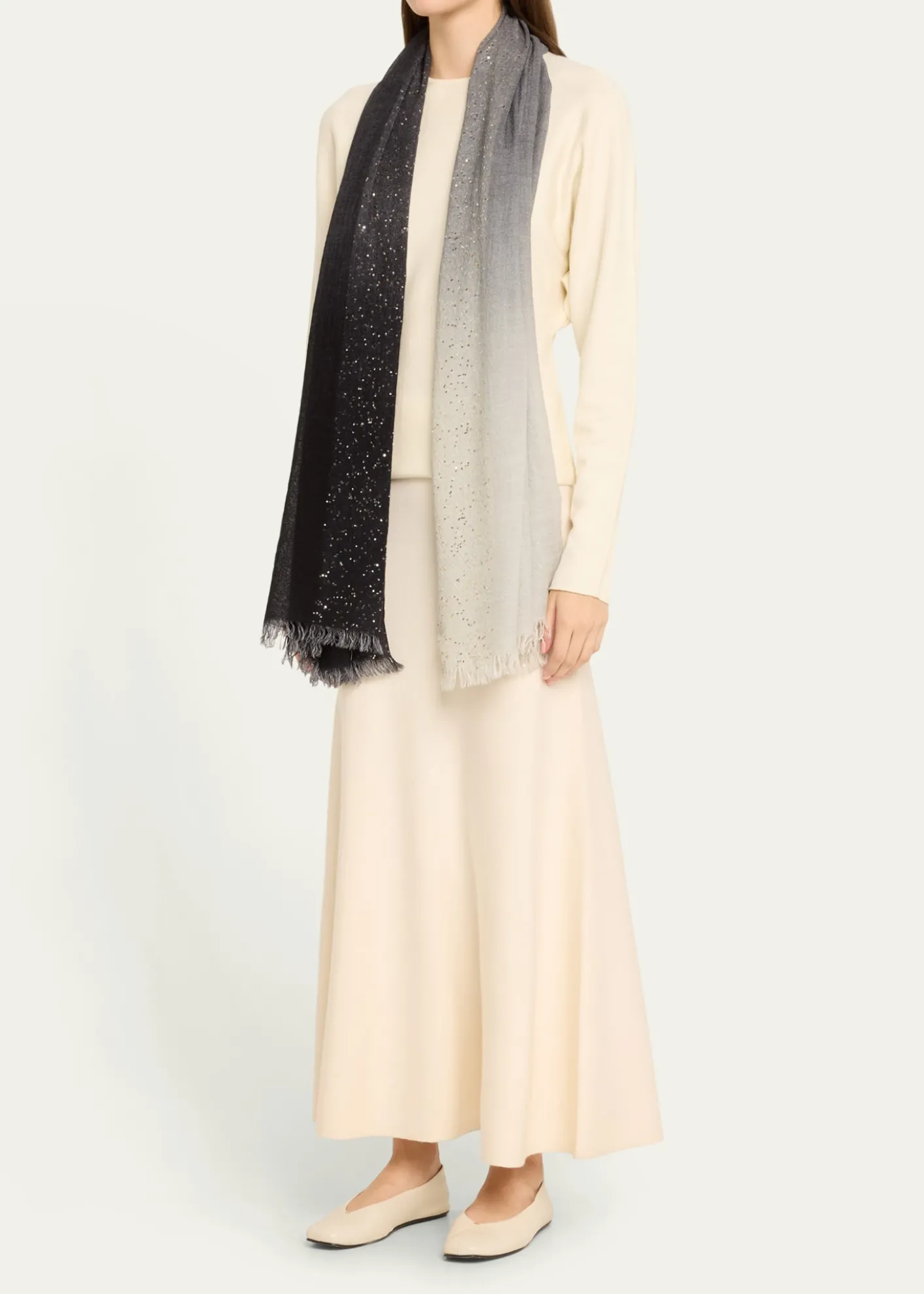 Faliero SartiDania Sequined Ombre Wool-Silk Scarf