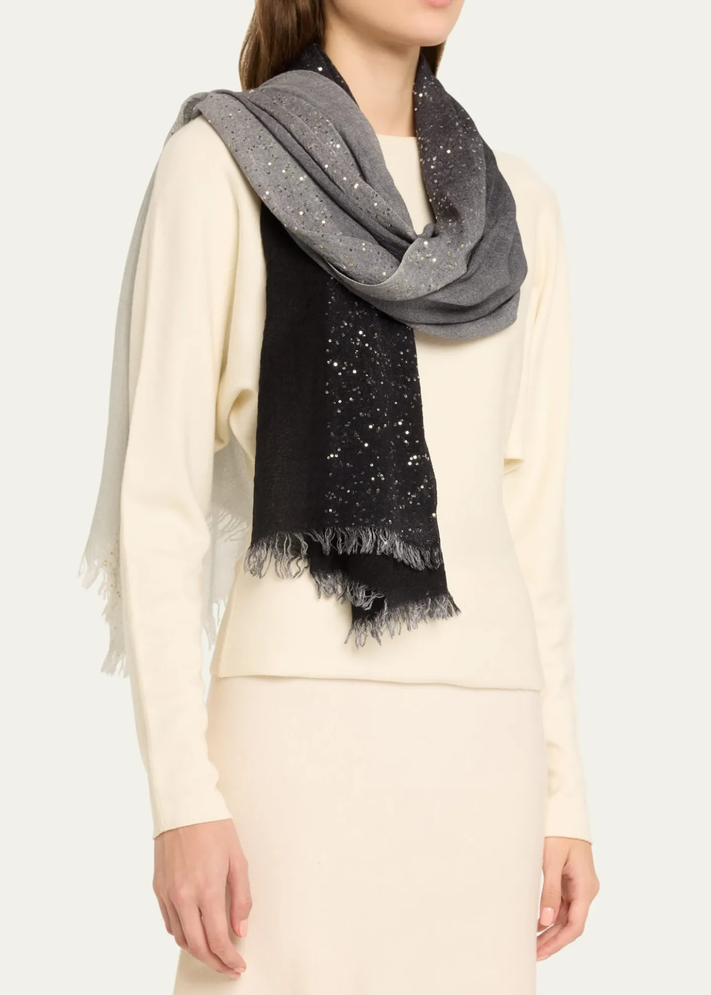 Faliero SartiDania Sequined Ombre Wool-Silk Scarf
