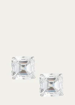 Fantasia by DeSerio18K Gold Plated Asscher Stud Earrings, 10.0tcw