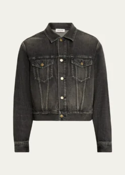 Fear of GodMen's Washed Black Denim Trucker Jacket