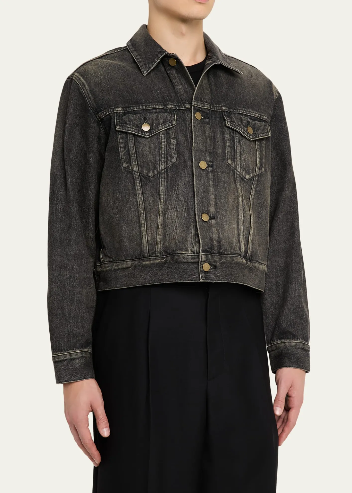 Fear of GodMen's Washed Black Denim Trucker Jacket