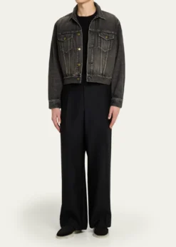 Fear of GodMen's Washed Black Denim Trucker Jacket