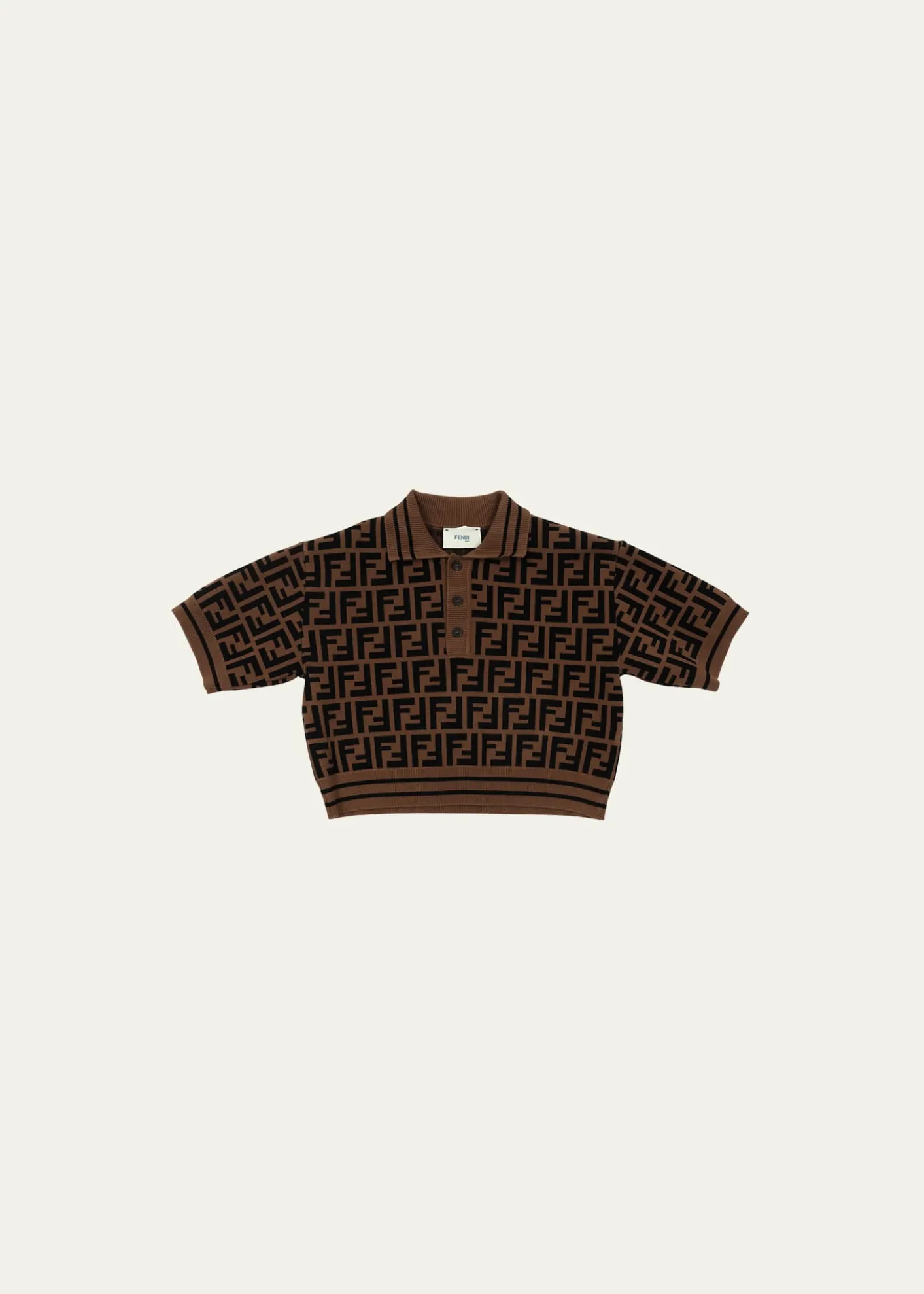 Fendi Girl's Monogram-Print Polo Shirt, Size 8-14