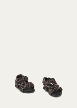 Fendi Girl's Ruched Logo Hiking Sporty Sandals, Baby