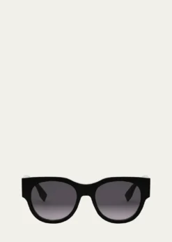 FendiBaguette Logo Round Acetate Sunglasses