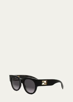FendiBaguette Logo Round Acetate Sunglasses