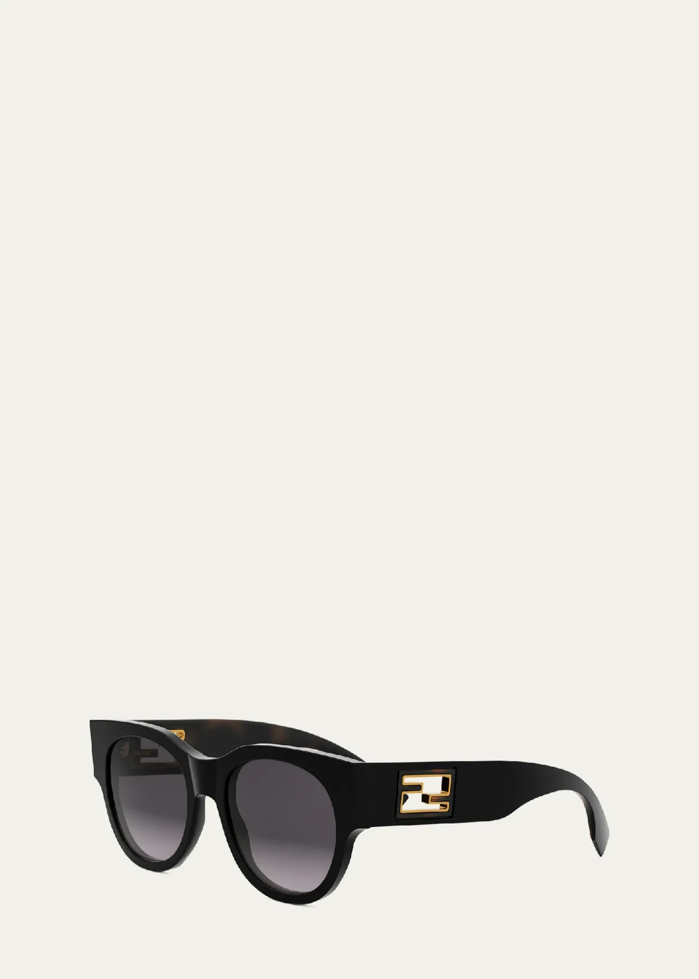 FendiBaguette Logo Round Acetate Sunglasses