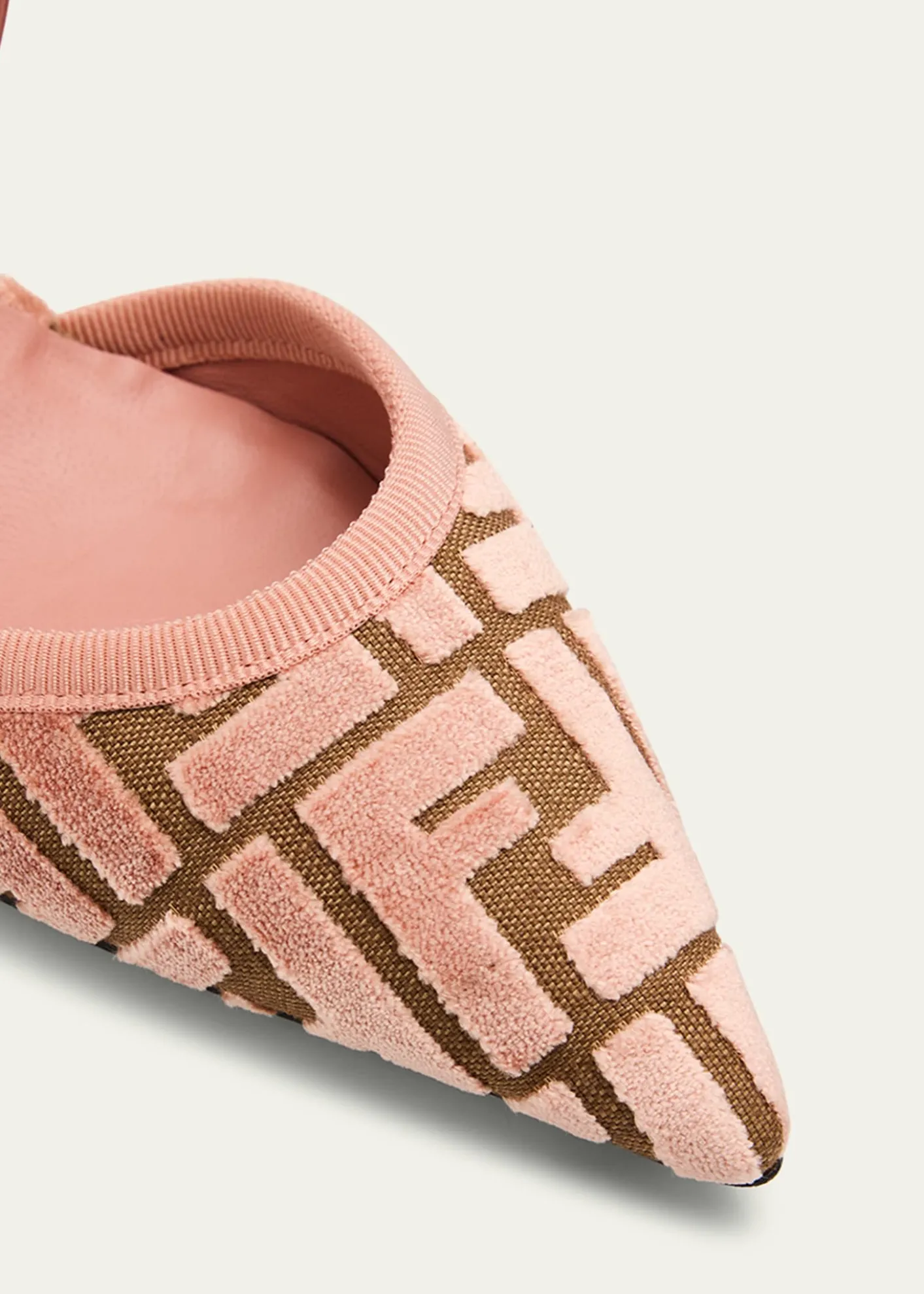 FendiColibri FF Tapestry Slingback Kitten-Heel Pumps