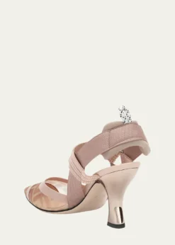 FendiColibri 85mm FF Mesh Slingback High-Heel Pumps